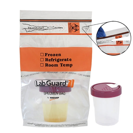 Lab Guard - Specimen Transport Bag with Document Pouch 6 X 9 Inch Zip Closure Biohazard Symbol / Storage Instructions NonSterile - 56766-370