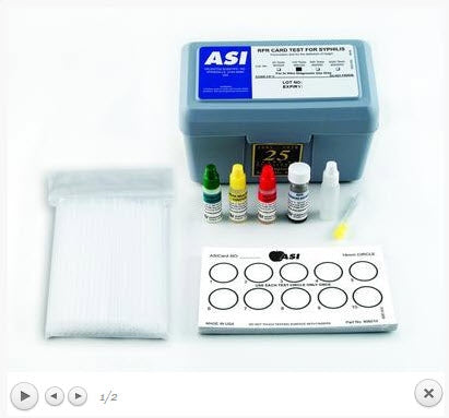 Fisher Scientific ASI Rapid Test Kit RPR Card Test Syphilis Screen Serum / Plasma Sample FDA 510(k) Cleared 100 Tests - 22415116