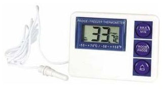 VWR International VWR Refrigerator / Freezer Thermometer Fahrenheit / Celsius 14° to 122°F (-10° to +50°C) / -58° to +158°F (-50° to +70°C) External Probe Wall / Door Mount Battery Operated - 82021-172