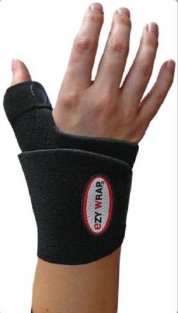 eZY WRAP Wahoo II - Wrist Support with Abducted Thumb Contoured Aluminum / Neoprene Left or Right Hand Black One Size Fits Most - 11359-00-01