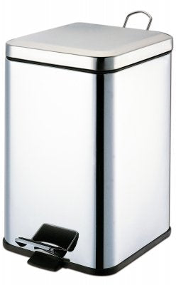 Grafco - Trash Can 32 Quart Square Silver Stainless Steel Step On - 8360