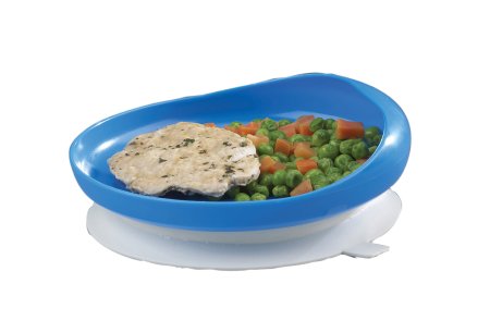 FabLife - Scoop Plate with Suction Cup Base Blue Reusable Plastic 6-1/4 Inch Diameter - 62-0160