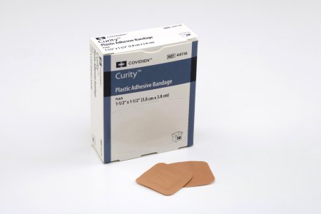 Cardinal Curity Adhesive Spot Bandage 1-1/2 Inch Plastic Square Tan Sterile - 44116
