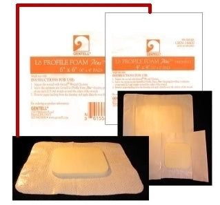 Gentell LoProfile Bordered Foam Dressing 6 X 6 Inch Square Adhesive with Border Sterile - GEN-14600C