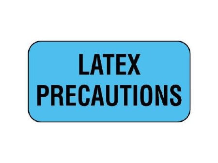 Shamrock Scientific - Pre-Printed Label Allergy Alert Blue LATEX PRECAUTIONS Black Alert Label 3/4 X 1-1/2 Inch - UPCR-3011