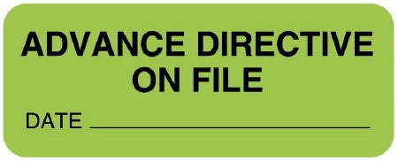 United Ad Label UAL Pre-Printed Label Instructional Label ADVANCE DIRECTIVE ON FILE / DATE _________ Fluorescent Green 7/8 X 2-1/4 Inch - ULMR298