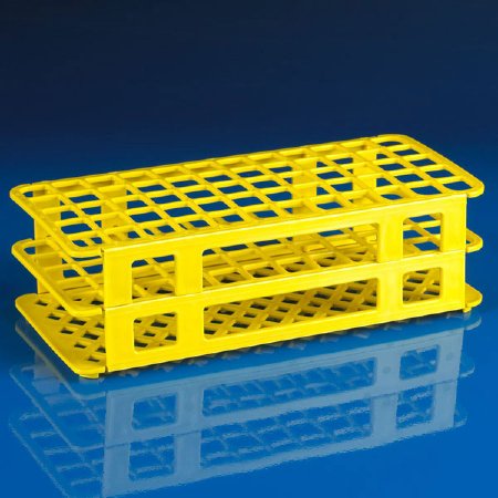 Globe Scientific 456500 Series - Stacking Test Tube Rack 60 Place 15 to 17 mm Tube Size Yellow 2-4/5 X 4-1/8 X 9-3/5 Inch - 456506