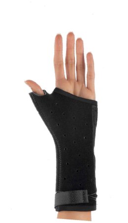 DJO Exos Thumb Splint Long Thumb Spica Thermoformable Polymer Right Hand Black Small - 230-42-1111