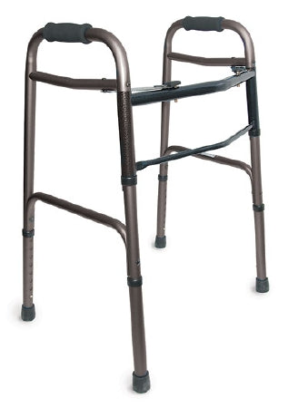 Mabis Healthcare DMI Dual Release Folding Walker Adjustable Height Aluminum Frame 250 lbs. Weight Capacity 32 to 38 Inch Height - 500-1044-0100