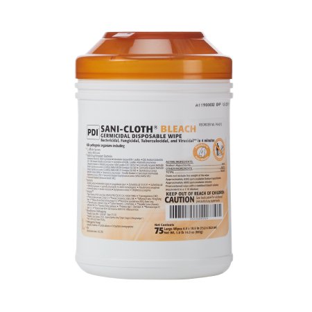 Professional Disposables Sani-Cloth Bleach Surface Disinfectant Cleaner Germicidal Wipe 75 Count Canister Disposable Chlorine Scent - P54072