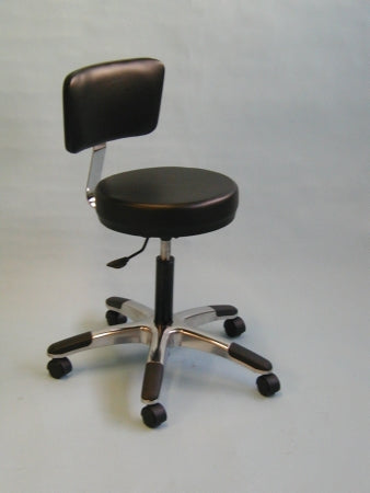 Brandt Industries Airbuoy Exam Stool Backrest Pneumatic Height Adjustment 5 Casters Black - 17422BLK