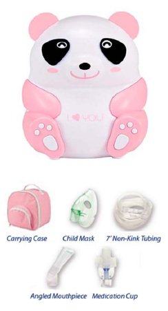 Drive Penelope Pink Panda - Compressor Nebulizer System Small Volume Medication Cup Pediatric Aerosol Mask Delivery - MQ6005