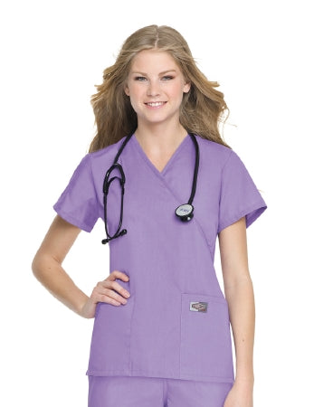 Landau Uniforms - Scrub Shirt Medium Navy Blue 2 Pockets Short Sleeve Female - 70224NAVYMED