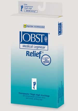BSN Medical JOBST Relief Compression Stockings Thigh High Small Beige Open Toe - 114652