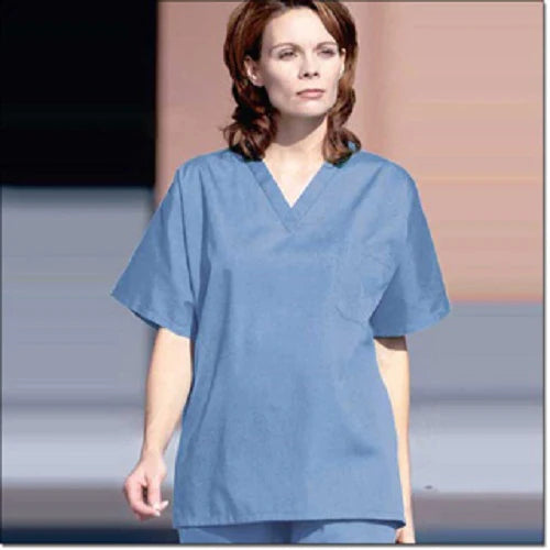 Fashion Seal Uniforms - Scrub Shirt Ceil Blue 1 Pocket Short Sleeve Unisex - 78703-L