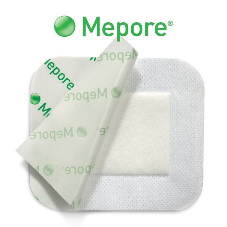 Molnlycke Mepore Adhesive Dressing 3-3/5 X 8 Inch NonWoven Spunlace Polyester Rectangle White Sterile - 671100