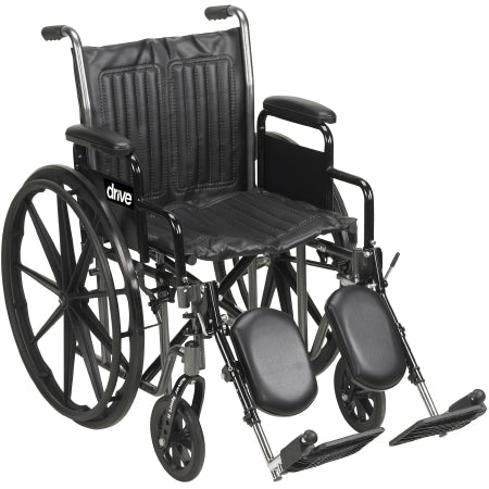 Drive Medical Silver Sport 2 Wheelchair Dual Axle Full Length Arm Padded, Removable Arm Style Mag Wheel Black 18 Inch Seat Width 300 lbs. Weight Capacity - SSP218DFA-ELR