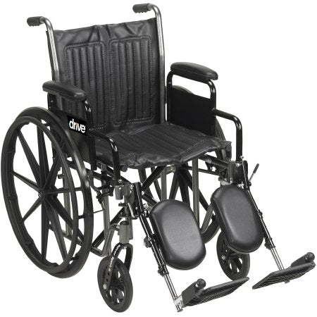 drive Silver Sport 2 - Wheelchair Dual Axle Full Length Arm Elevating Legrest Black Upholstery 18 Inch Seat Width Adult 300 lbs. Weight Capacity - SSP218DFA-ELR