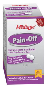 Medique Products Pain-Off Pain Relief 250 mg - 250 mg - 65 mg Strength Acetaminophen / Aspirin / Caffeine Tablet 100 per Box - 22833