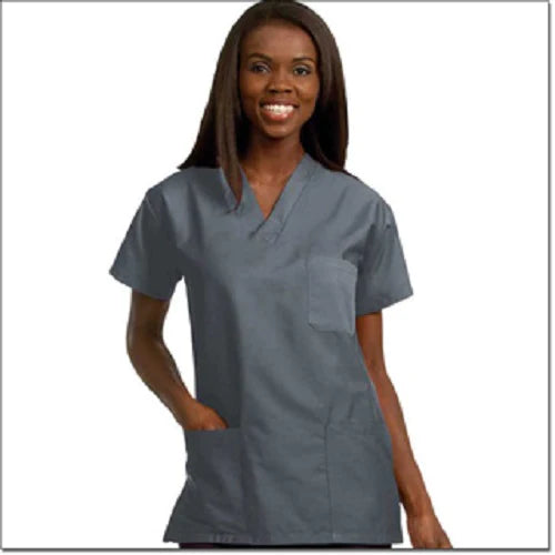 Fashion Seal Uniforms - Scrub Shirt Medium Pewter 3 Pockets Short Set-In Sleeve Unisex - 78780-M