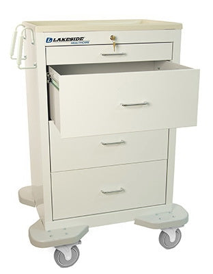 Lakeside Manufacturing Medication Cart Steel 25 X 32 X 46-1/4 Inch 4 Drawers Traffic White - C-430-K-1TW