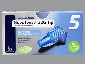 Novo Nordisk Pharmaceutical NovoTwist Insulin Pen Needle Without Safety 32 Gauge 1/5 Inch - 169185389