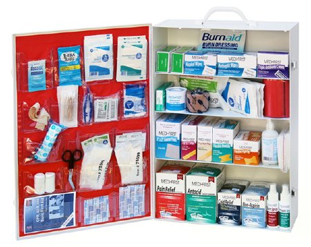 Medique Products Empty First Aid Cabinet Portable / Wall Mount Metal 4 Shelf Two Latch - 701MT