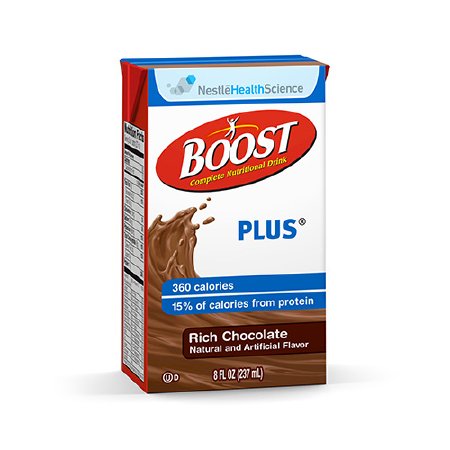 Nestle Healthcare Nutrition Boost Plus Oral Supplement Rich Chocolate Flavor 8 oz. Carton Ready to Use - 10043900932382
