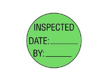 Shamrock Scientific Pre-Printed Label Advisory Label INSPECTED / DATE: _____ / BY: _____ Green 1 Inch - E-15-3