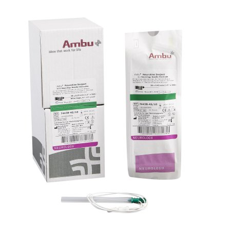 Ambu Neuroline Inoject - EMG Needle Electrode with Leadwire 26 Gauge X 1-1/2 Inch Length X 30 Inch Lead Length Coated Stainless Steel Sterile Sharp Beveled Tip Disposable - 74438-45/10