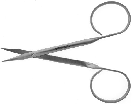 BR Surgical - Tenotomy Scissors Stevens 3-3/4 Inch Length Surgical Grade Stainless Steel NonSterile Ribbon Style Finger Ring Handle Curved Sharp Tip / Sharp Tip - BR08-36509