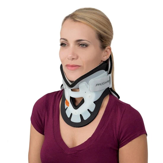 ProCare Transitional 172 - Rigid Cervical Collar with Replacement Pads Preformed Pediatric (1 to 3 Years) Size Ped-3, Child Toddler Two-Piece / Trachea Opening 2 Inch Height 11-1/2 to 14 Inch Neck Circumference - 79-83353