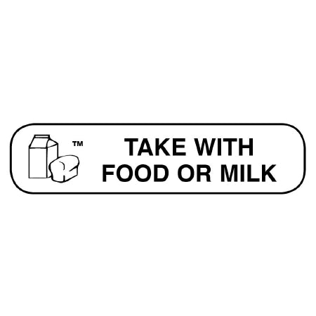 Apothecary Products Apothecary Products Pre-Printed Label Auxiliary Label TAKE WITH FOOD OR MILK White 3/8 X 1-9/16 Inch - 40010