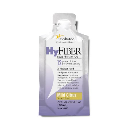 HyFiber with FOS - Oral Supplement / Tube Feeding Formula Citrus Flavor Ready to Use 1 oz. Individual Packet - 18490