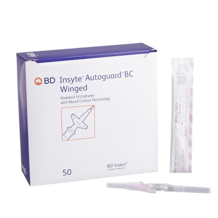 Insyte Autoguard BC - Peripheral IV Catheter 20 Gauge 1 Inch Button Retracting Safety Needle - 382633