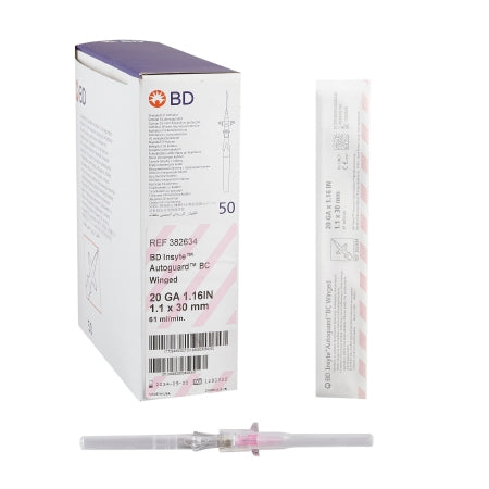 Insyte Autoguard BC - Peripheral IV Catheter 20 Gauge 1.16 Inch Button Retracting Safety Needle - 382634