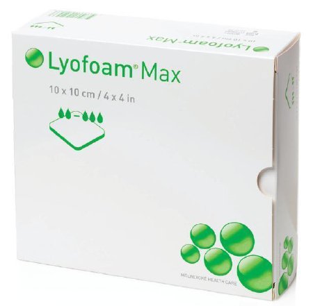 Molnlycke Lyofoam Max Foam Dressing 4 X 8 Inch Rectangle Non-Adhesive without Border Sterile - 603203