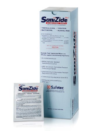 SaniZide Plus - Surface Disinfectant Cleaner Premoistened Quaternary Based Manual Pull Wipe 50 Count Individual Packet Ammonia Scent NonSterile - 34826