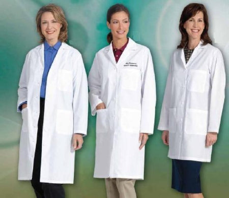 Fashion Seal Uniforms Lab Coat White X-Small Long Sleeves Knee Length - 444 XS