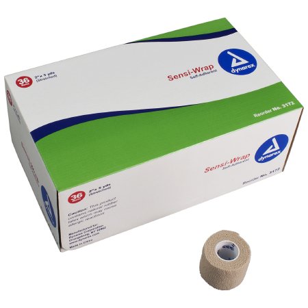 Dynarex Sensi-Wrap Cohesive Bandage 2 Inch X 5 Yard Standard Compression Self-adherent Closure Tan NonSterile - 3172