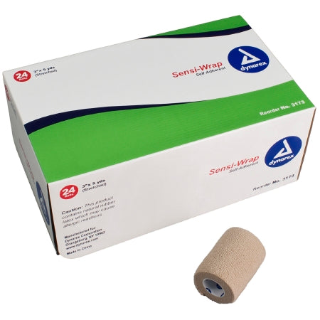 Dynarex Sensi-Wrap Cohesive Bandage 3 Inch X 5 Yard Standard Compression Self-adherent Closure Tan NonSterile - 3173