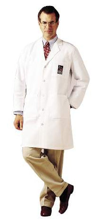 Landau Uniforms Lab Coat White Size 44 Long Sleeves Knee Length - 3140WWT