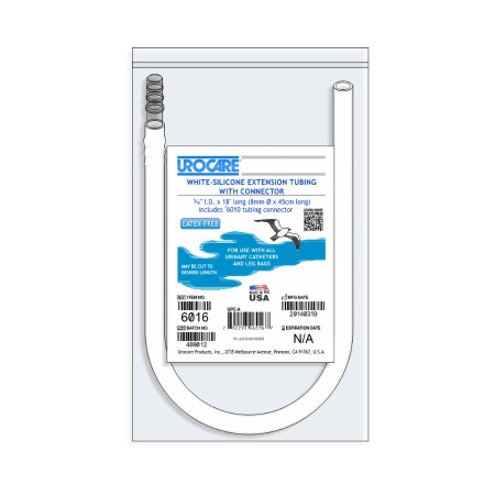 Urocare - Extension Tube 0.31 I.D. x 18 Inch Long, White-Silicone, NonSterile, NonDEHP - 6016