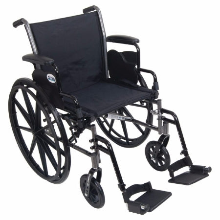 Patterson Medical Supply Cruiser III Lightweight Wheelchair Dual Axle Desk Length Arm Removable Arm Style Mag Wheel Black 18 Inch Seat Width 350 lbs. Weight Capacity - 565464