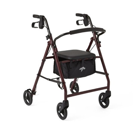 Guardian Basic - 4 Wheel Rollator Burgundy Adjustable Height / Folding Aluminum Frame - Medline - MDS86850E