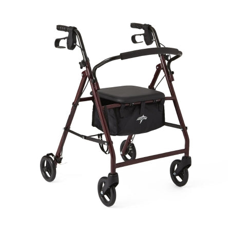 Guardian Basic - 4 Wheel Rollator Burgundy Adjustable Height / Folding Aluminum Frame - MDS86850E