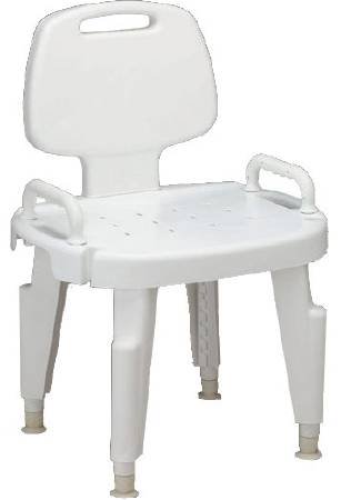 Medline - Bath Bench Fixed Arm Plastic Frame With Backrest 22 Inch Seat Width - MDS89755R
