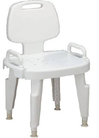 Medline - Bath Bench Fixed Arm Plastic Frame With Backrest 22 Inch Seat Width - MDS89755R