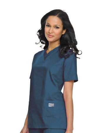 Landau Uniforms - Scrub Shirt Medium Caribbean Blue 2 Pockets Short Sleeve Female - 70221CARIBMEDIUM