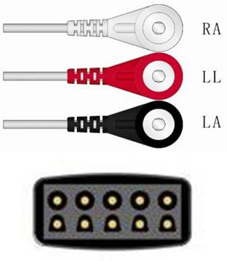 Sage Services Group Sage Services ECG Leadset 3 Lead, Snap, Shielded, 0.9m - L02-03-29S